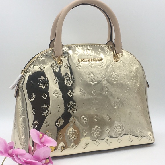 Michael Kors Handbags - MICHAEL KORS EMMY LARGE DOME SATCHEL PALE GOLD